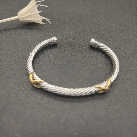 David Yurman 5mm 14K Double X Bracelet